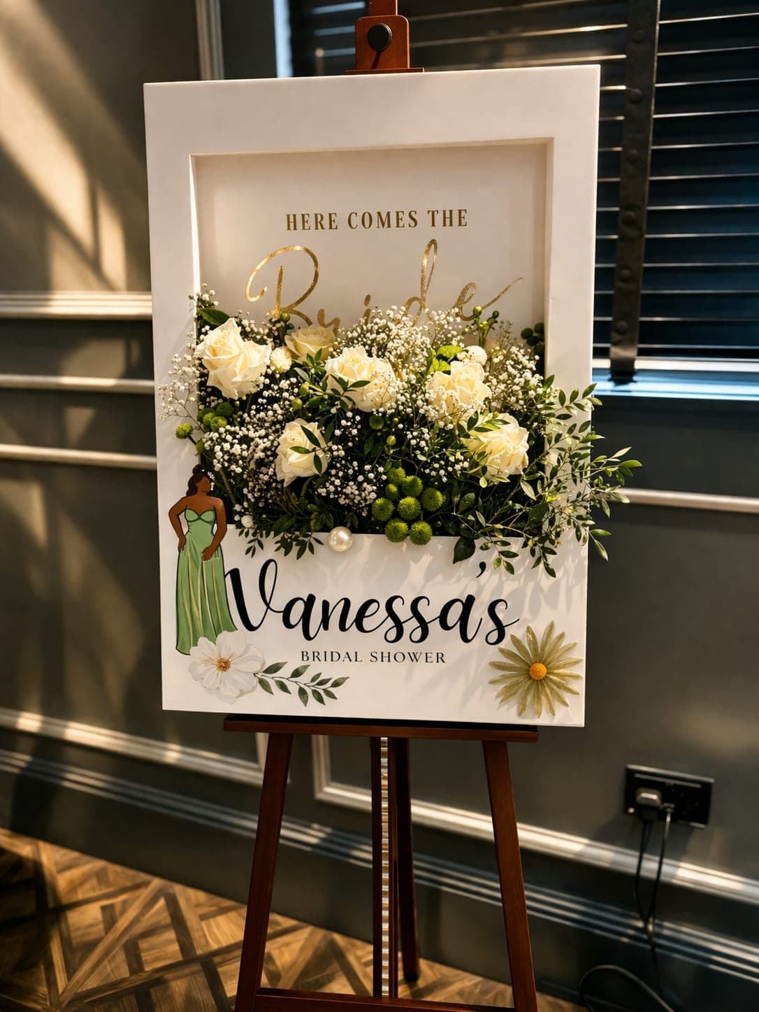 Bridal shower stationery and florals